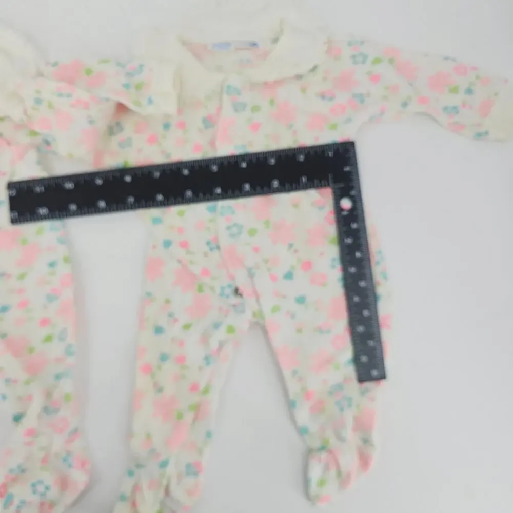 Vintage Carter's Pastel Floral Footed Pajama Footies TWIN Baby Girls M 6-12 mo